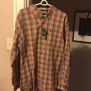 G H Bass and Co Orange and brown flannel XL